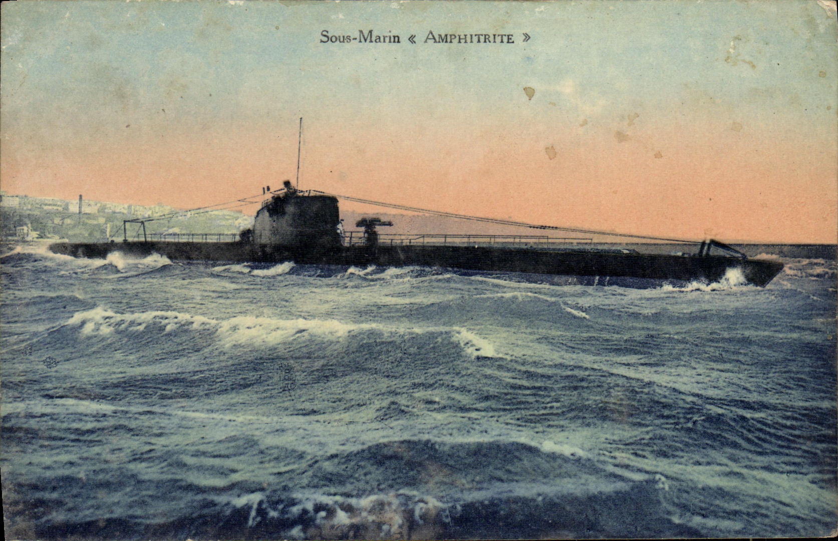 Submarino « Amphitrite » — ilustración en color — editor no identificado - Anverso