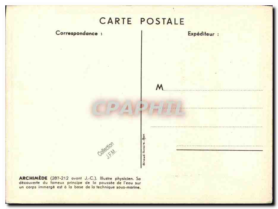 CPA Bateau Guerre Sous marin Archimede  — Verso