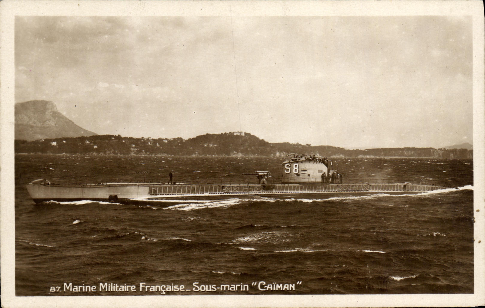 CPA Bateau Guerre Sous marin Caiman 