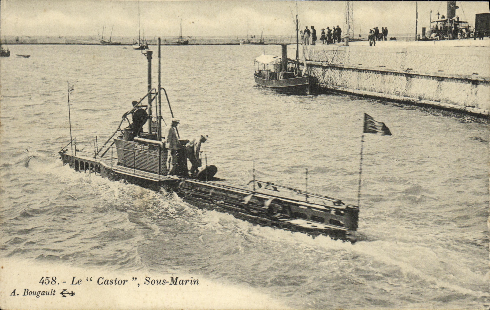 CPA Bateau Guerre Sous marin Le Castor La Pallice