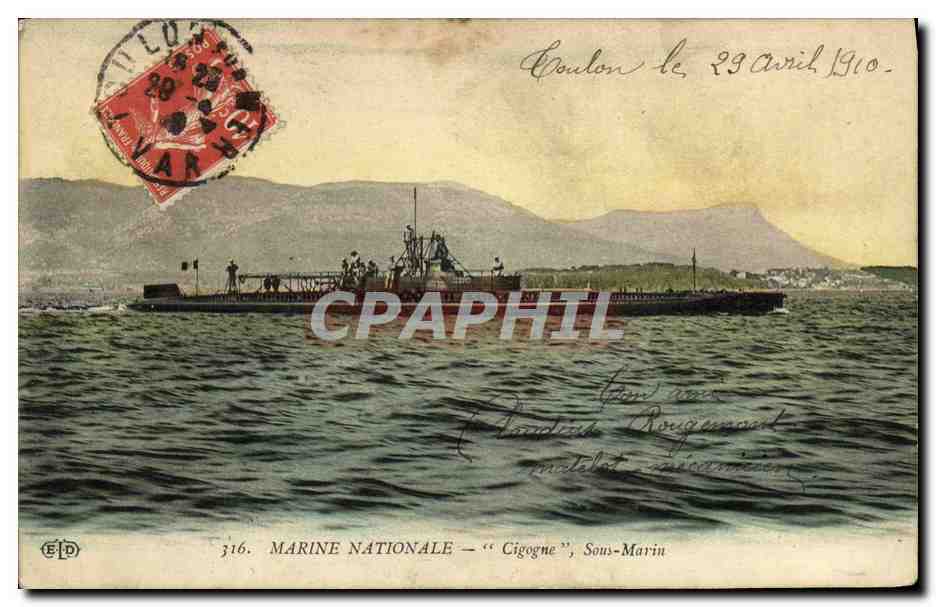 Marine Nationale — "Cigogne", Sous-Marin — Éditeur EID, n° 316