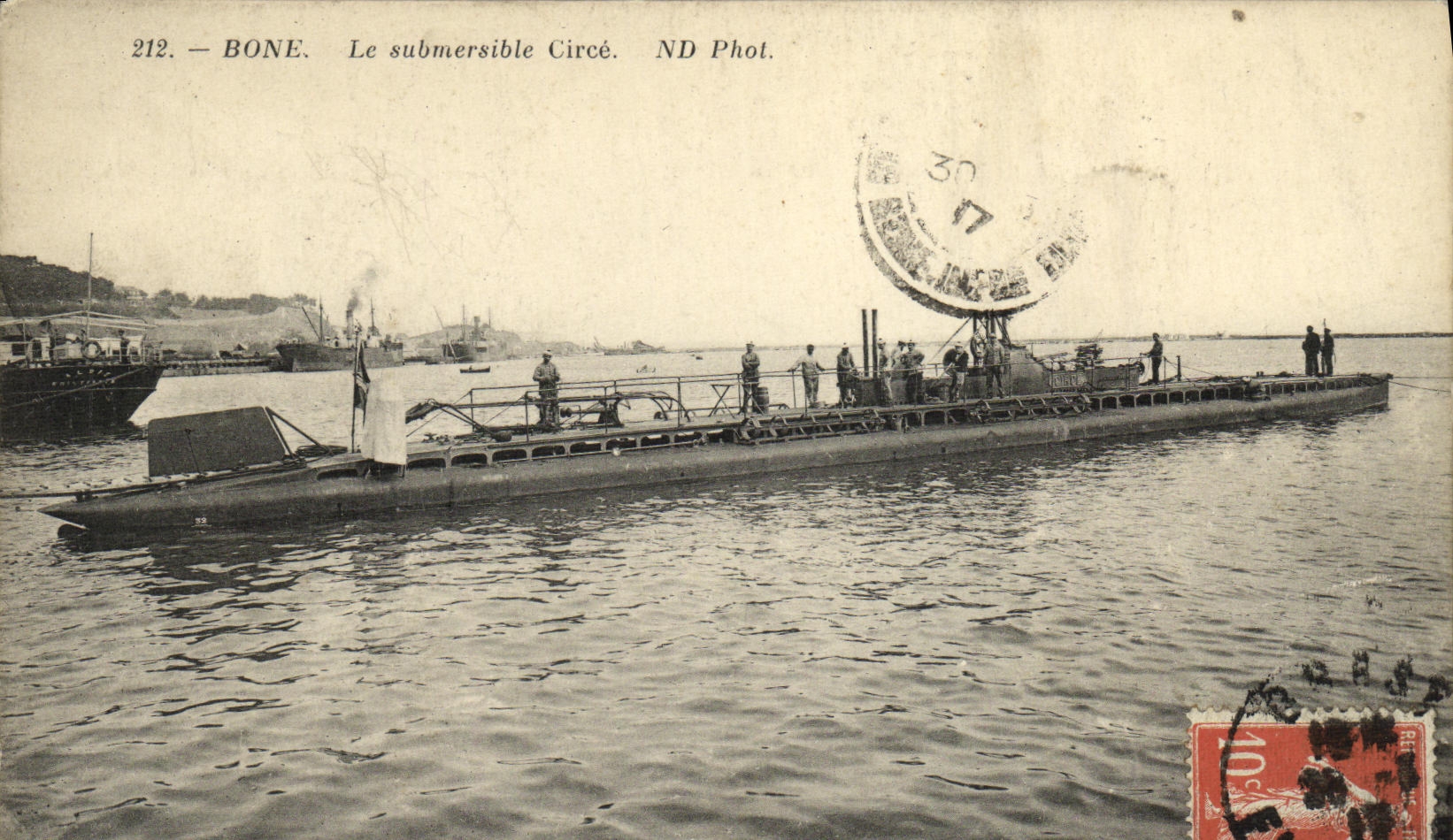 CPA Bateau Guerre Algerie Bone Le submersible Circe Sous marin