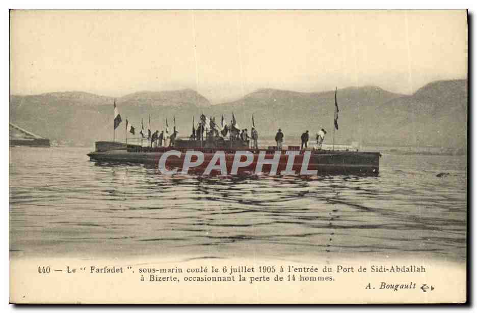 Il "Farfadet". sottomarino affondato il 6 luglio 1905 all'ingresso del Porto di Sidi-Abdallah — A. Bougault, n° 440