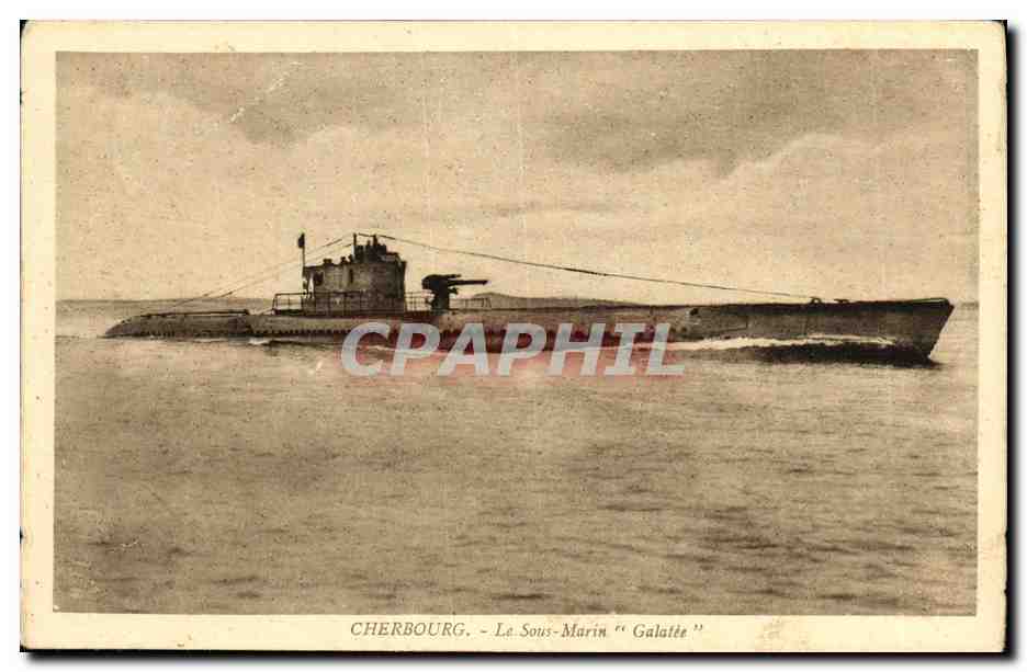 CPA Bateau Guerre Cherbourg Le sous marin Galatee