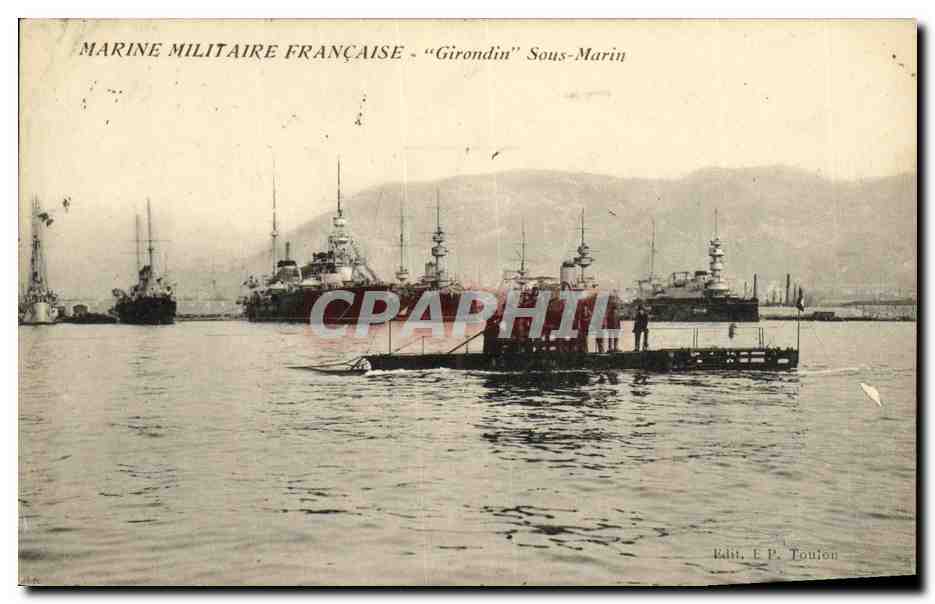 CPA Bateau Guerre Girondin sous marin 