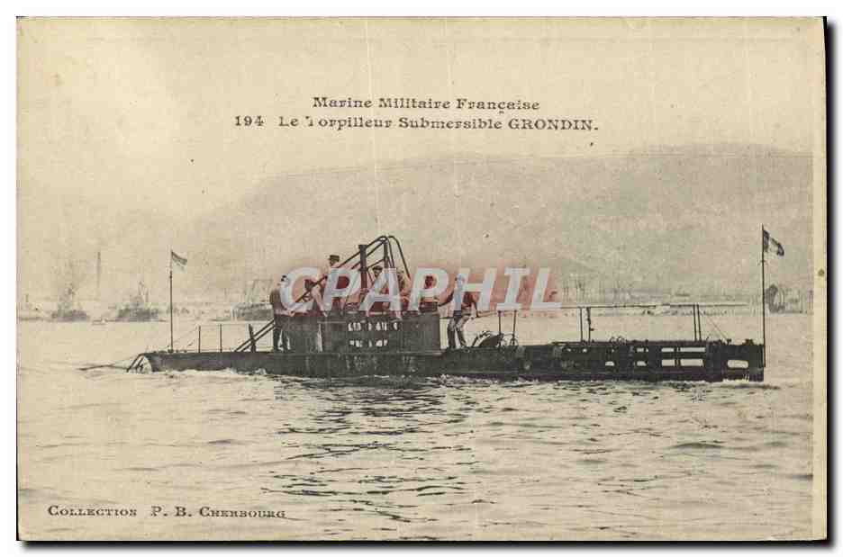 CPA Bateau Guerre Le torpilleur Submersible Grondin 