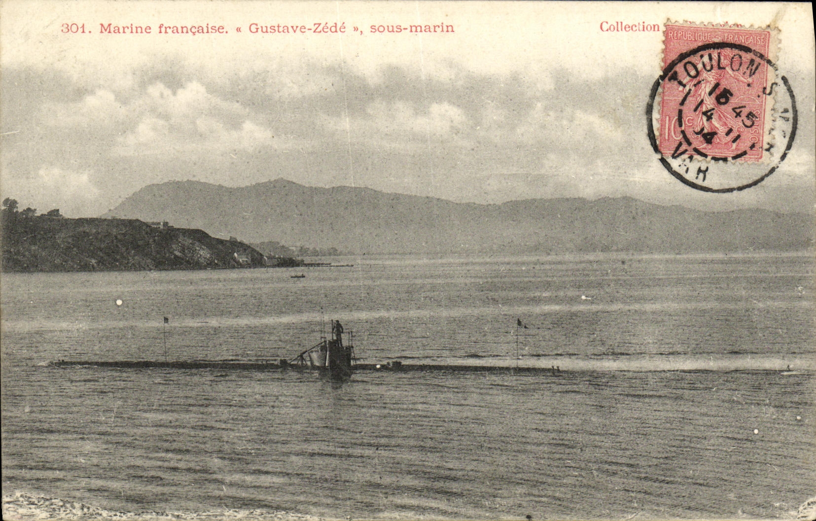 CPA Bateau Guerre Gustave Zede Sous marin 
