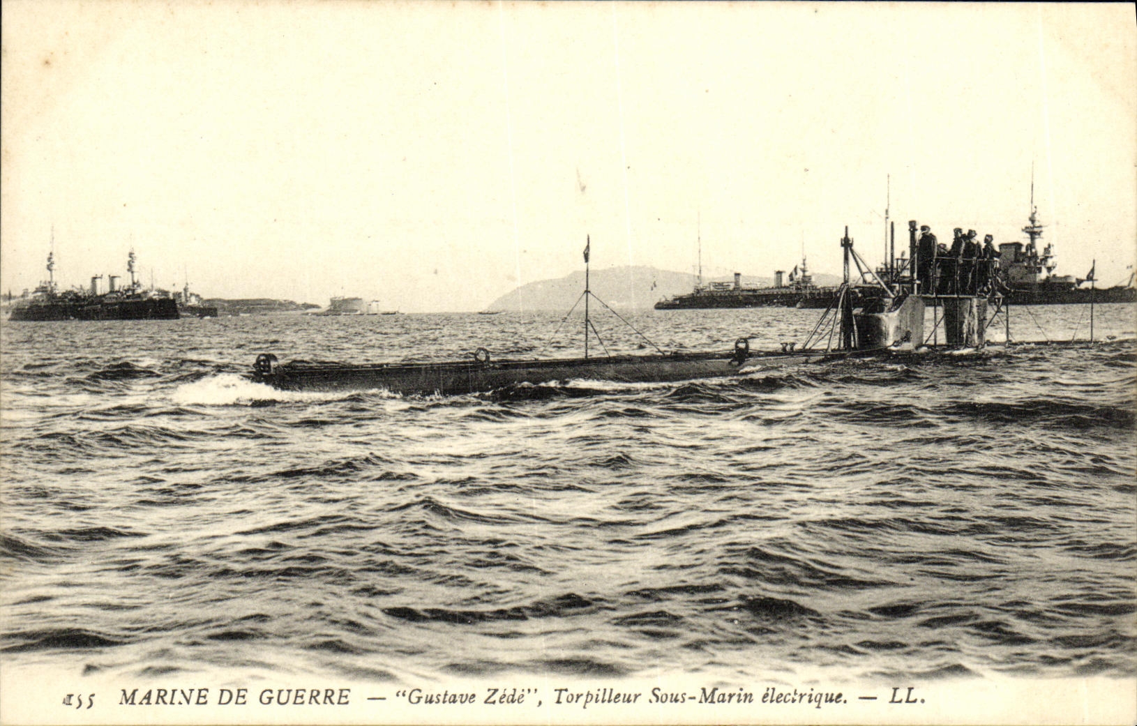 CPA Bateau Guerre Gustave Zede Torpilleur sous marin electrique