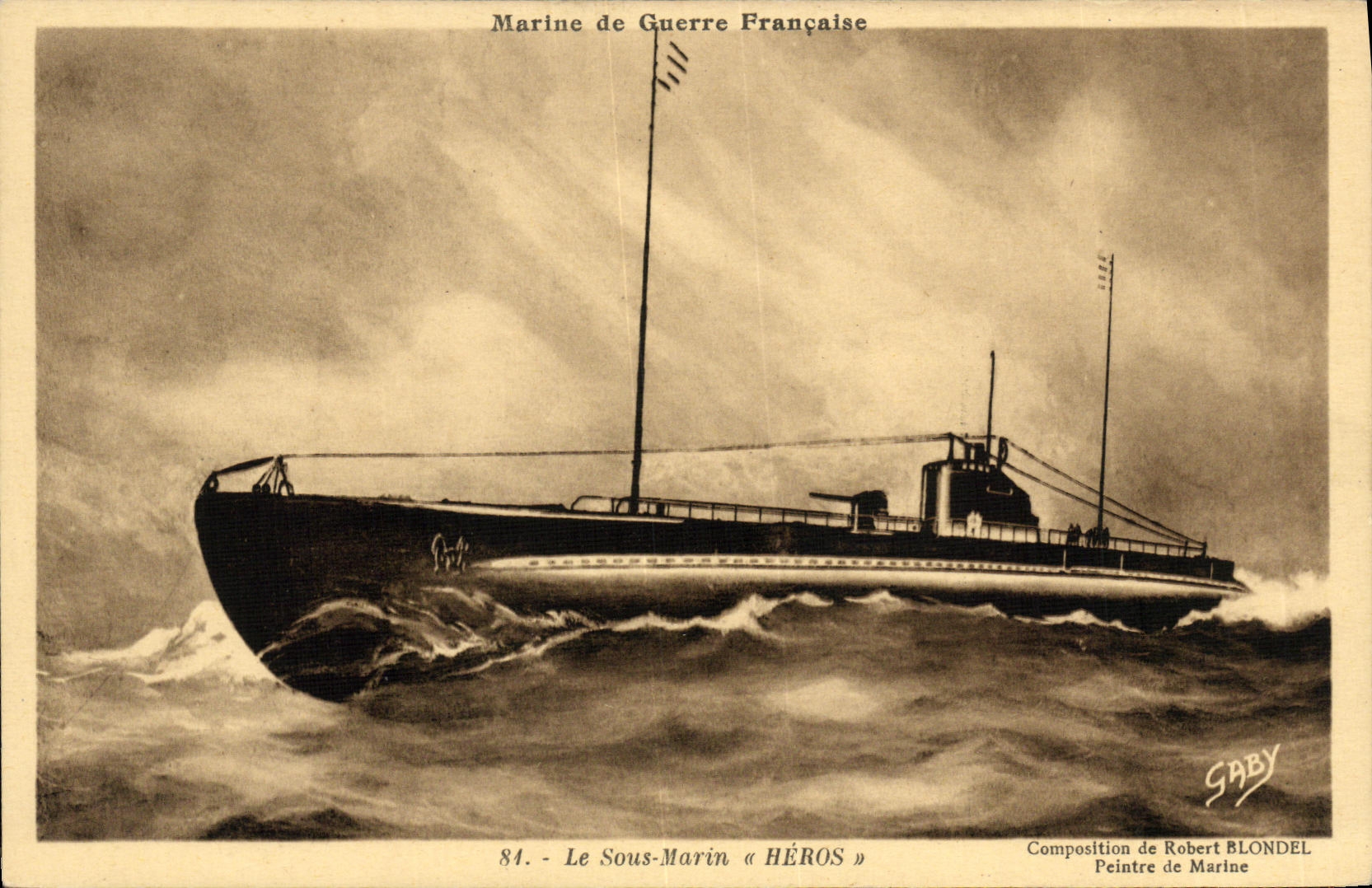 CPA Bateau Guerre Sous marin Heros 