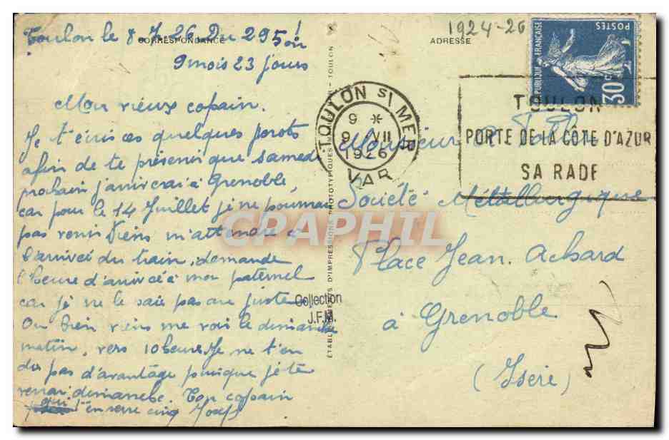 CPA Bateau Guerre Sous marin Jean Autric — Verso