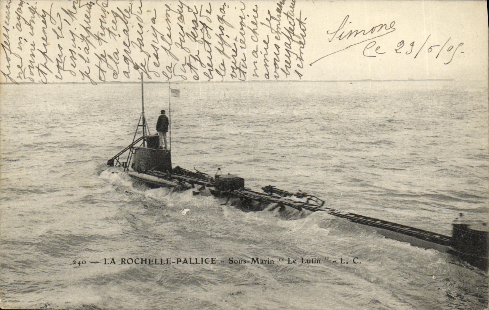 CPA Bateau Guerre La Rochelle Pallice Sous marin Le Lutin 