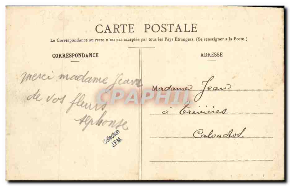 Le Sous-Marin Lutin, Commandant Fépoux, coulé à Bizerte le 15 Octobre 1906 — Collection J.F.M. — N° 60 — Reverso