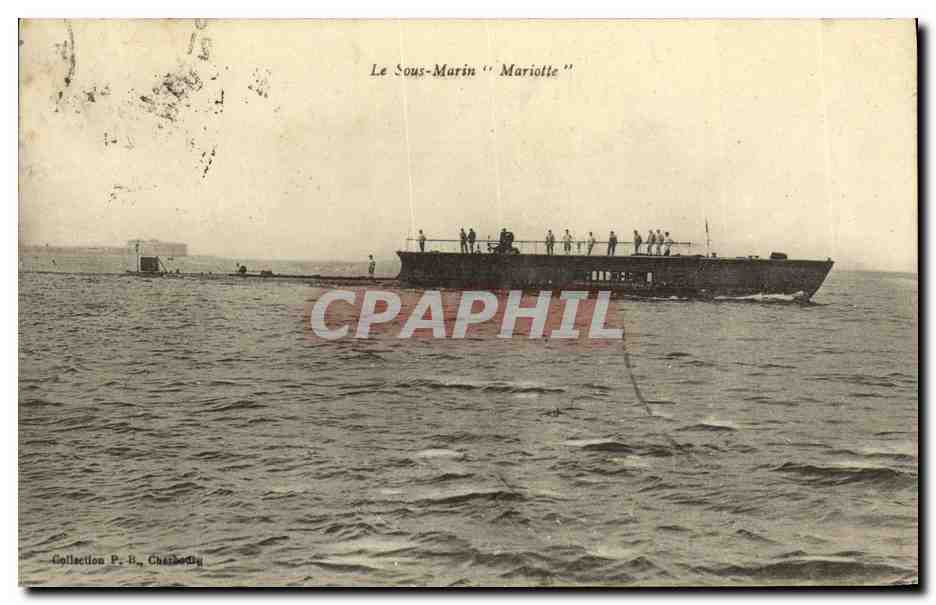 CPA Bateau Guerre Sous marin Mariotte