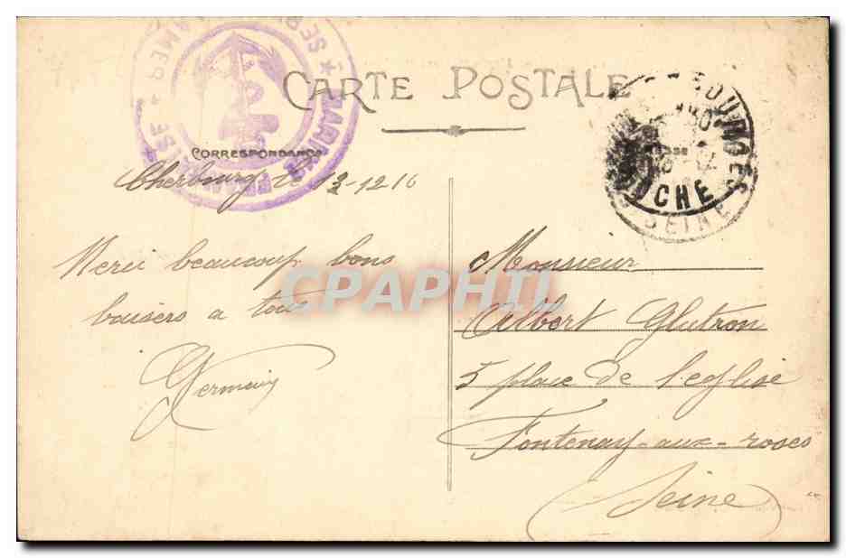 Le Sous-Marin "Mariotte" coulé glorieusement — Collection F.C., Cherbourg, n° 543 — Achterkant