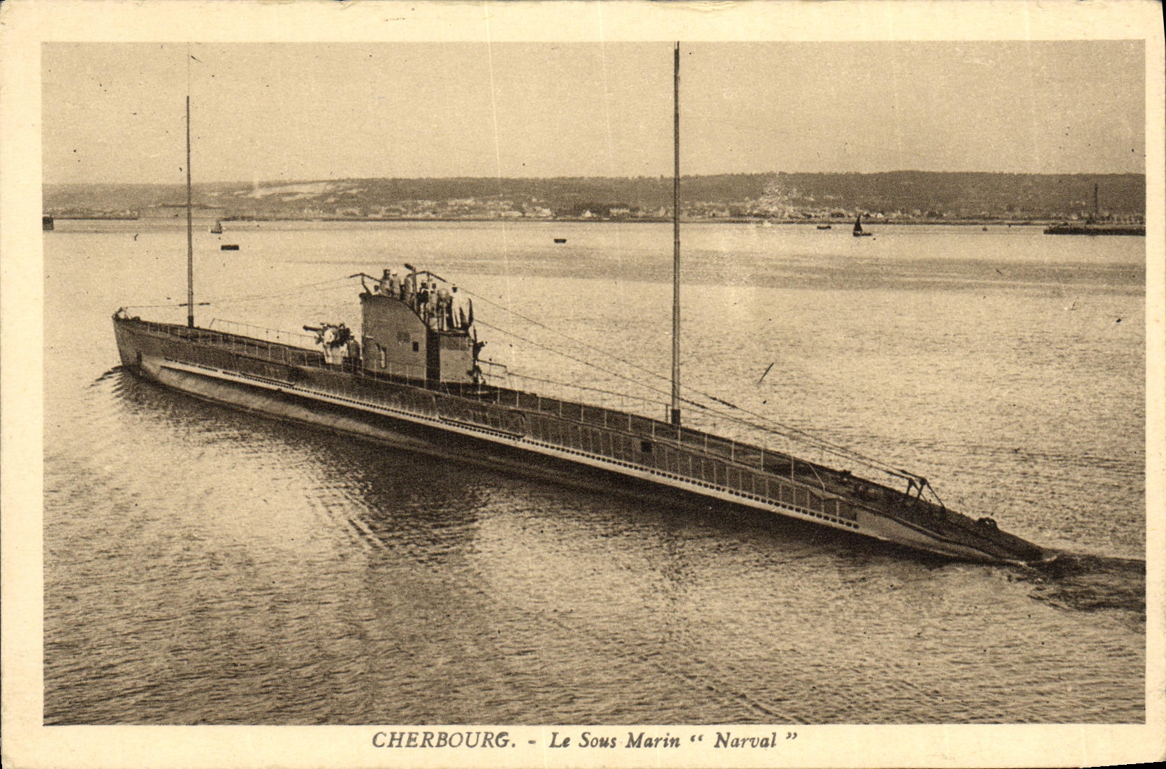 CPA Bateau Guerre Cherbourg Le sous marin Narval