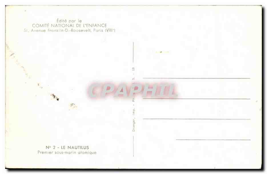 Le Nautilus — Premier sous-marin atomique — Édité par le Comité National de l'Enfance — Verso