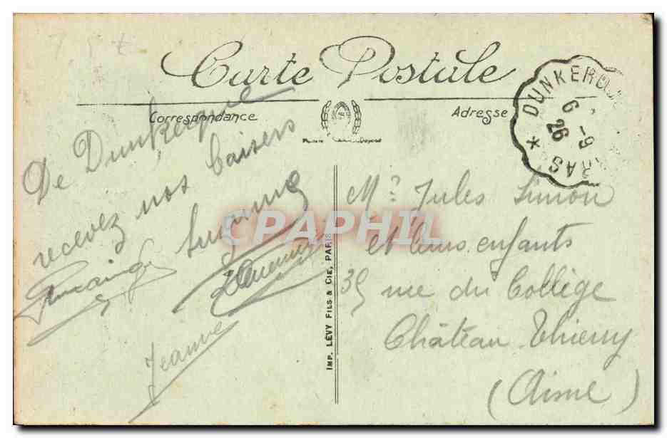 CPA Bateau Guerre Dunkerque Le Phoque Sous marin sortant du port  — Verso