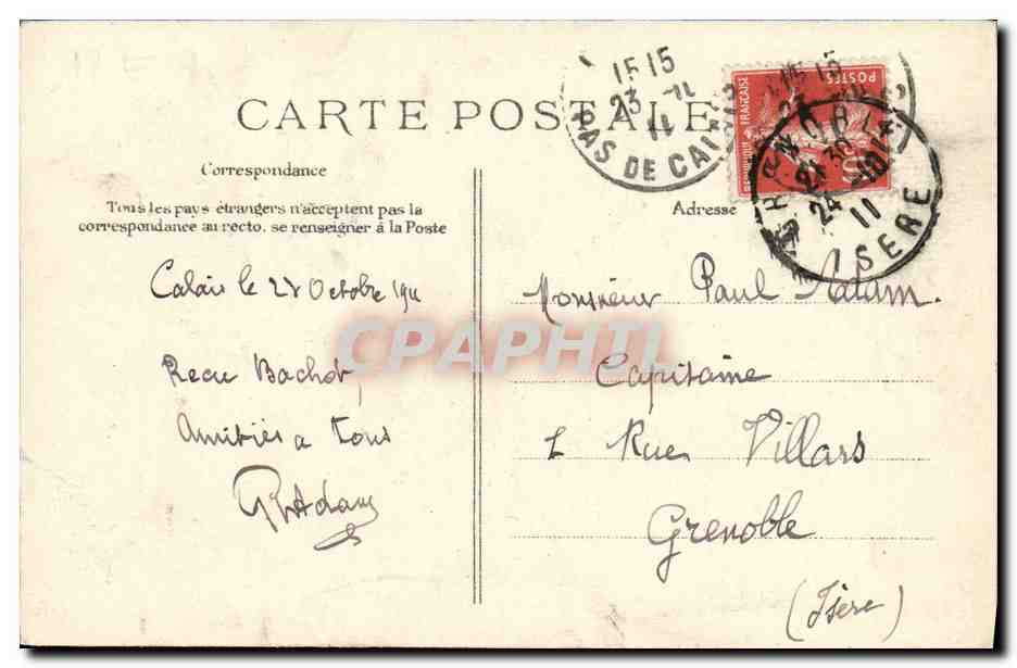Funerales de las 27 víctimas del Pluviose — Calais — Editor E.D. — Reverso