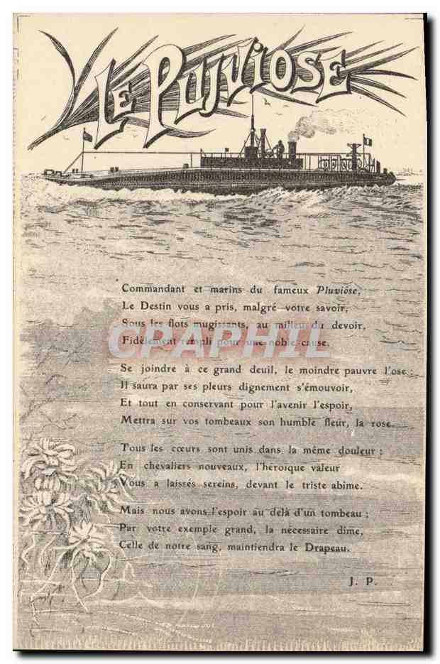 CPA Bateau Guerre Le Pluviose Sous marin 