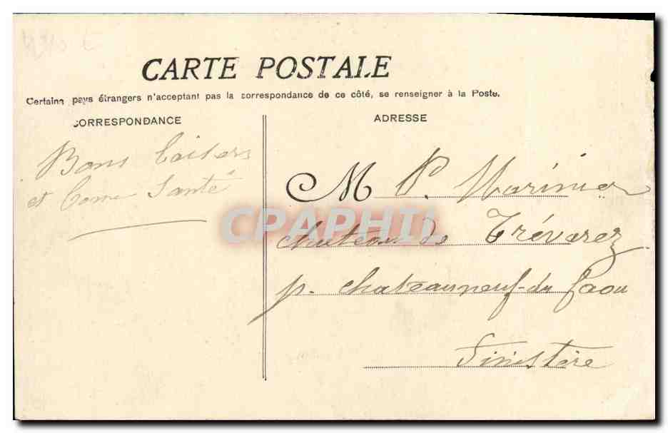 CPA Bateau Guerre Clais Le submesible Pluviose perdu corps et biens 26 mai 1910 — Verso