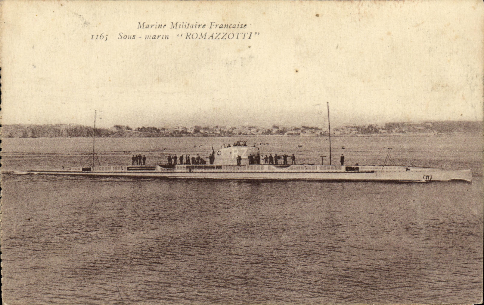 Sous-marin "ROMAZZOTTI" — Marine Militaire Française — Éditeur : Établissements Phototypiques de Toulon