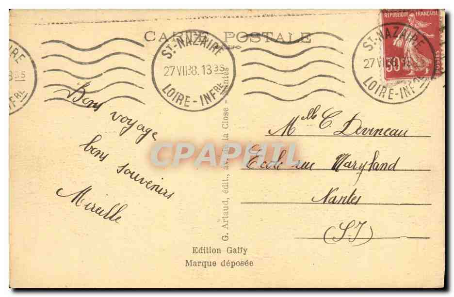CPA Bateau Guerre Sous marin Sfax — Verso