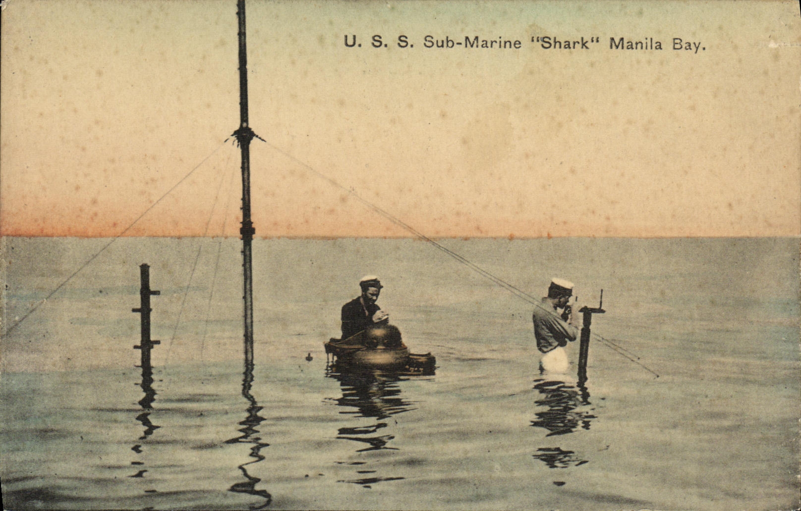 CPA Bateau Guerre USS Sub marine Shark Manila Bay 