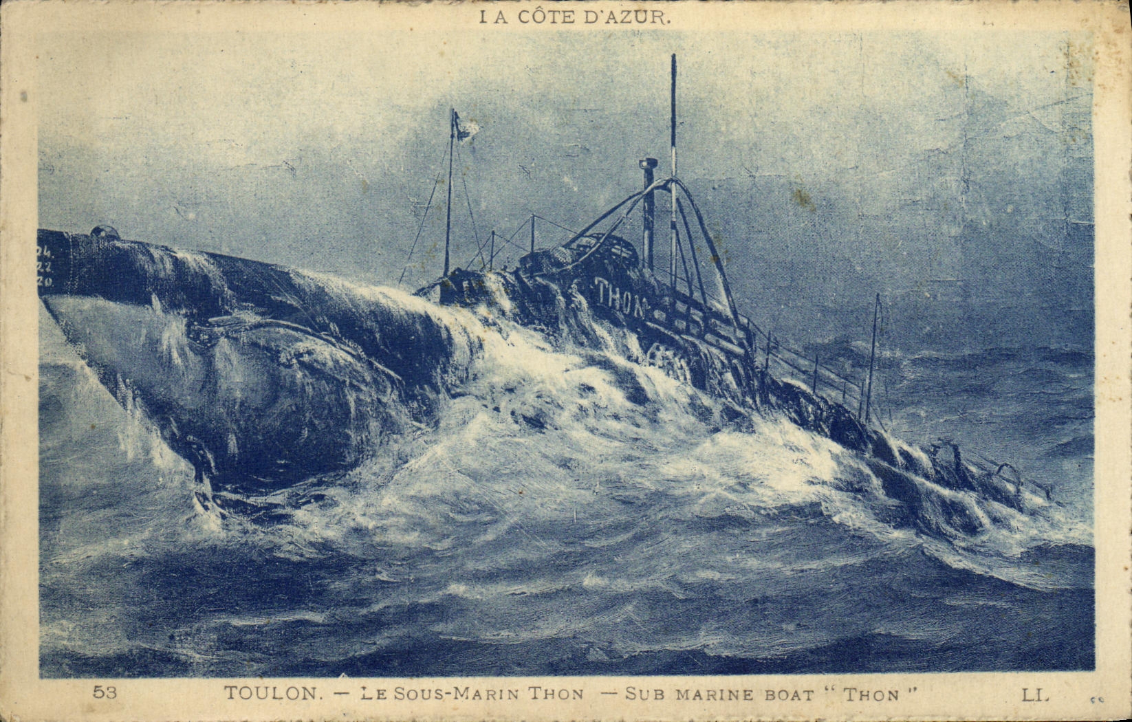 CPA Bateau Guerre Thon Sous marin