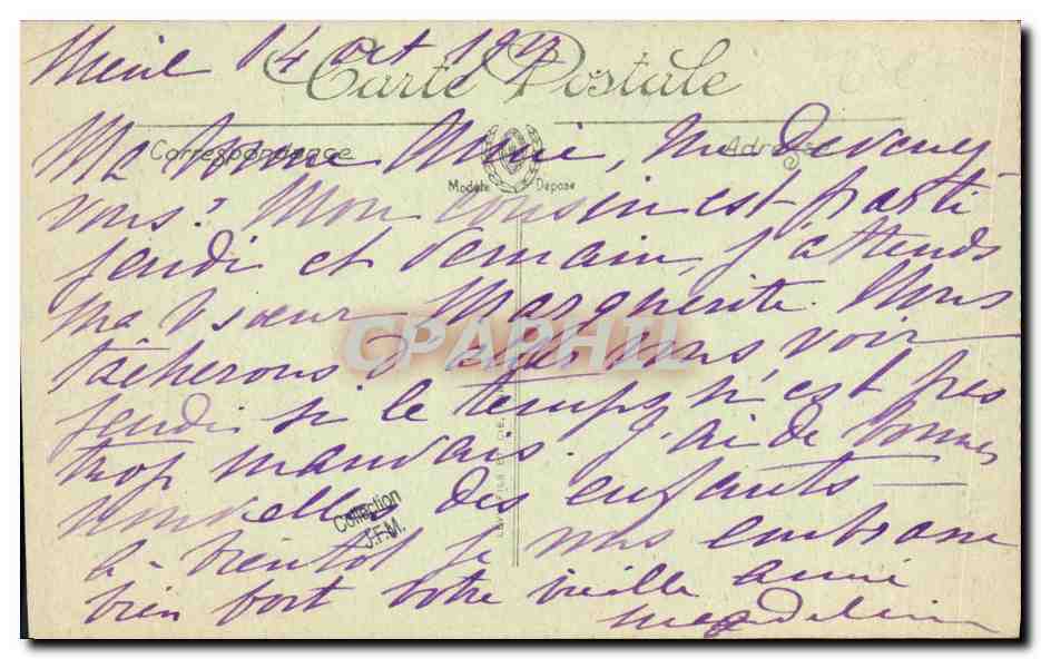 CPA Bateau Guerre Thon Sous marin Bizerte Tunisie — Verso