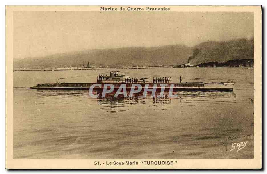 CPA Bateau Guerre Sous marin Turquoise