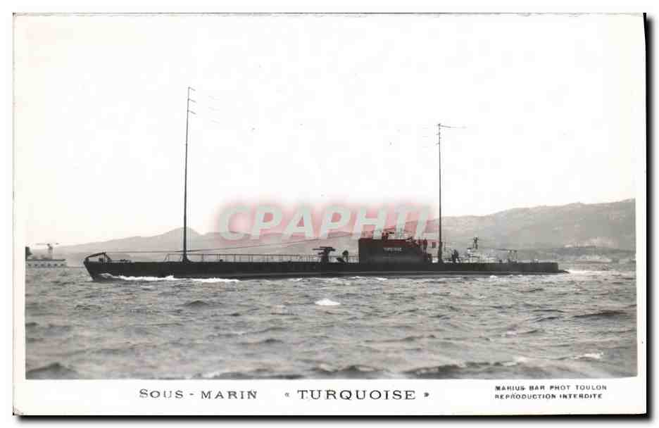 CPA Bateau Guerre Sous marin Turquoise