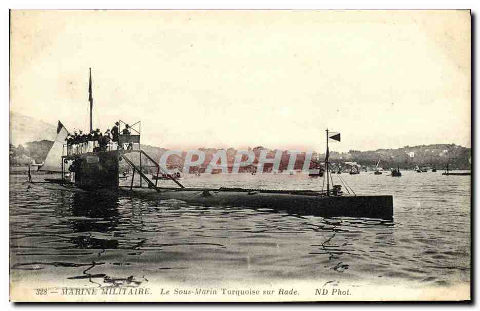 Le Sous-Marin Turquoise sur Rade — Marine Militaire — ND Phol.