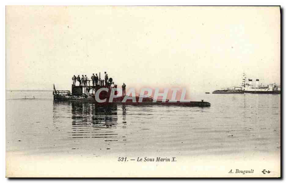 CPA Bateau Guerre Le sous marin X