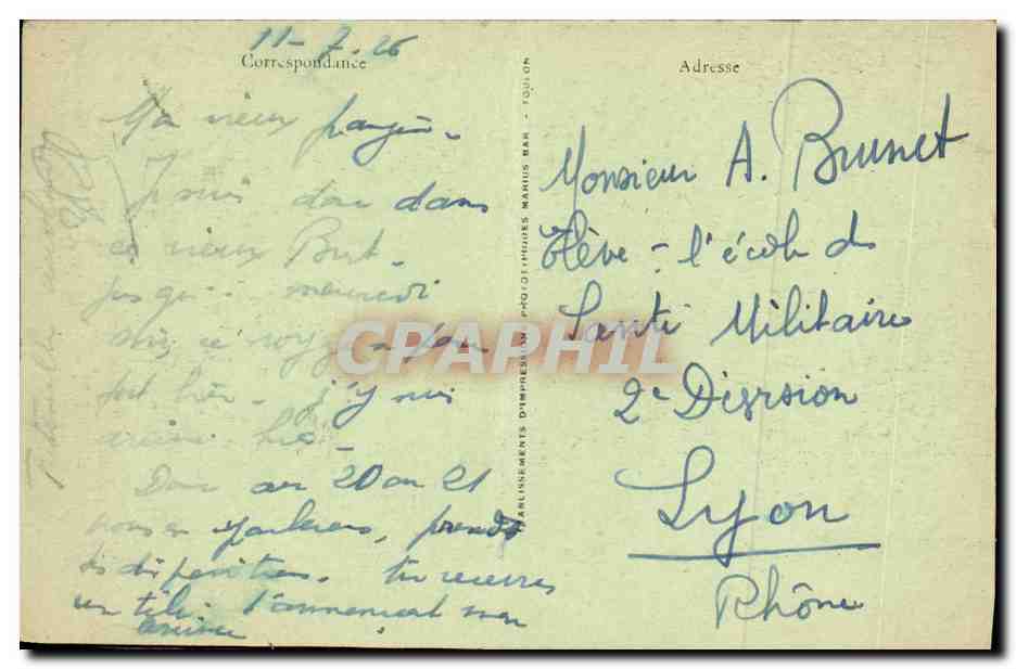 CPA Bateau Guerre Sous marin Victor Reveille — Verso