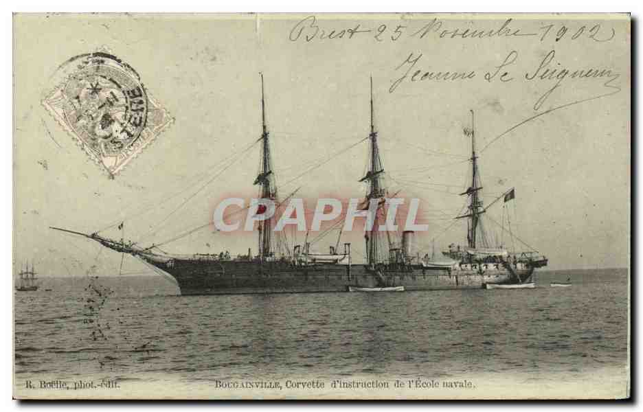 CPA Bateau Bougainville Corvette d instruction de l ecole navale 