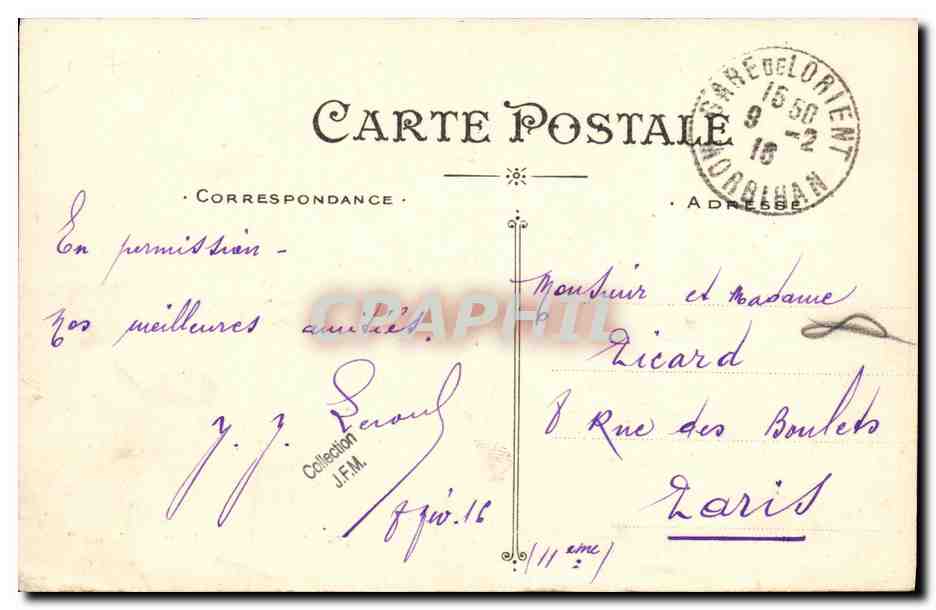 Lorient — Le "Calodérien" — Artaud et Nozaïs, Nantes — Verso