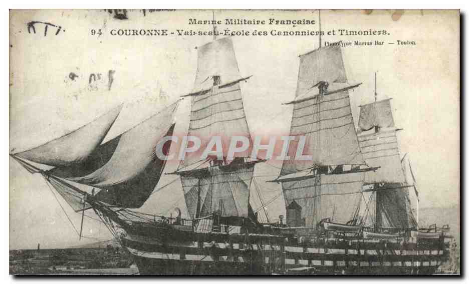 Nave Couronne — Scuola dei cannonieri e timonieri — Marina Militare Francese — Fototipo Marus Bar — Tolone