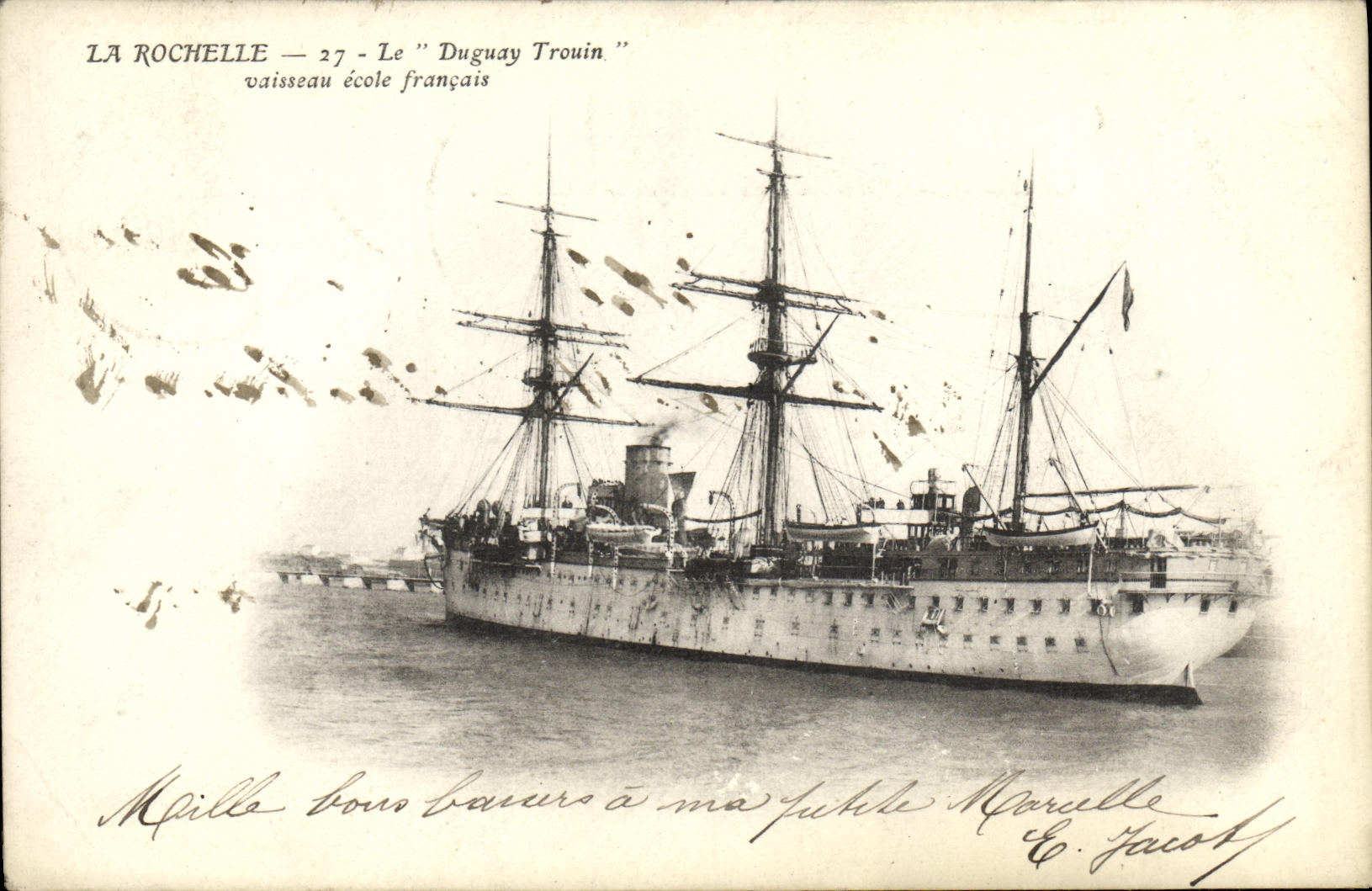 CPA Bateau Guerre Le Duguay Trouin vaisseau ecole francais La Rochelle