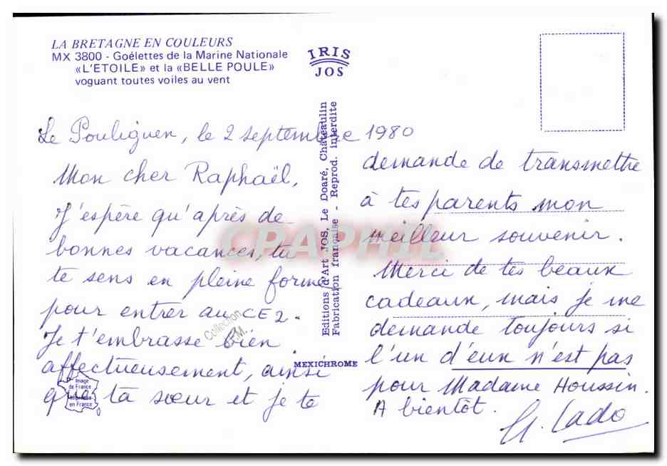 CPM Bateau L etoile et la Belle Poule voguant toutes voiles au vent — Rückseite