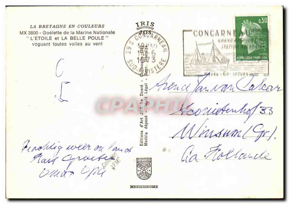 L'Etoile et La Belle Poule — Goélette de la Marine Nationale — Éditions d'Art JOS — Rückseite
