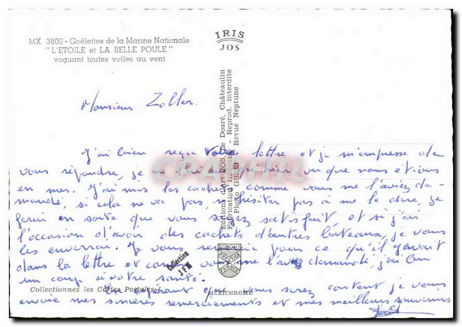 La Belle Poule — Kiel Week 1965 — Groupe des Goélettes — Rückseite