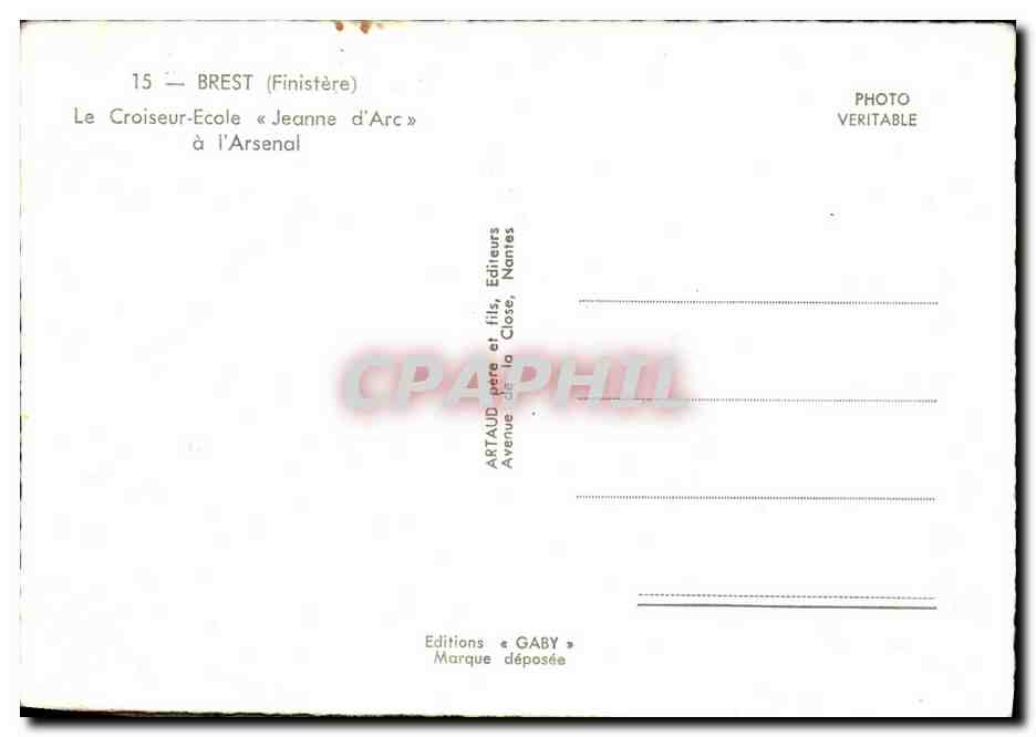 CPM Bateau Croiseur Ecole Jeanne d arc a l arsenal — Verso