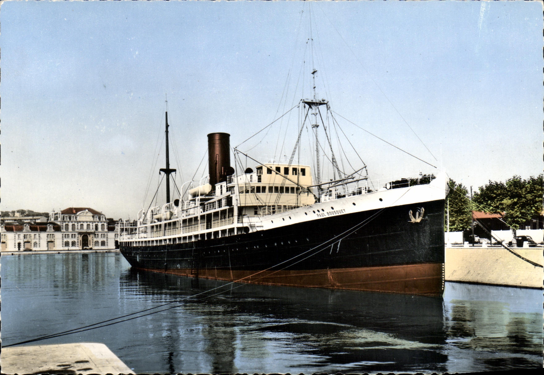 CPSM Bateau Guerre Sete Les quais et le navire ecole Paul Bousquet