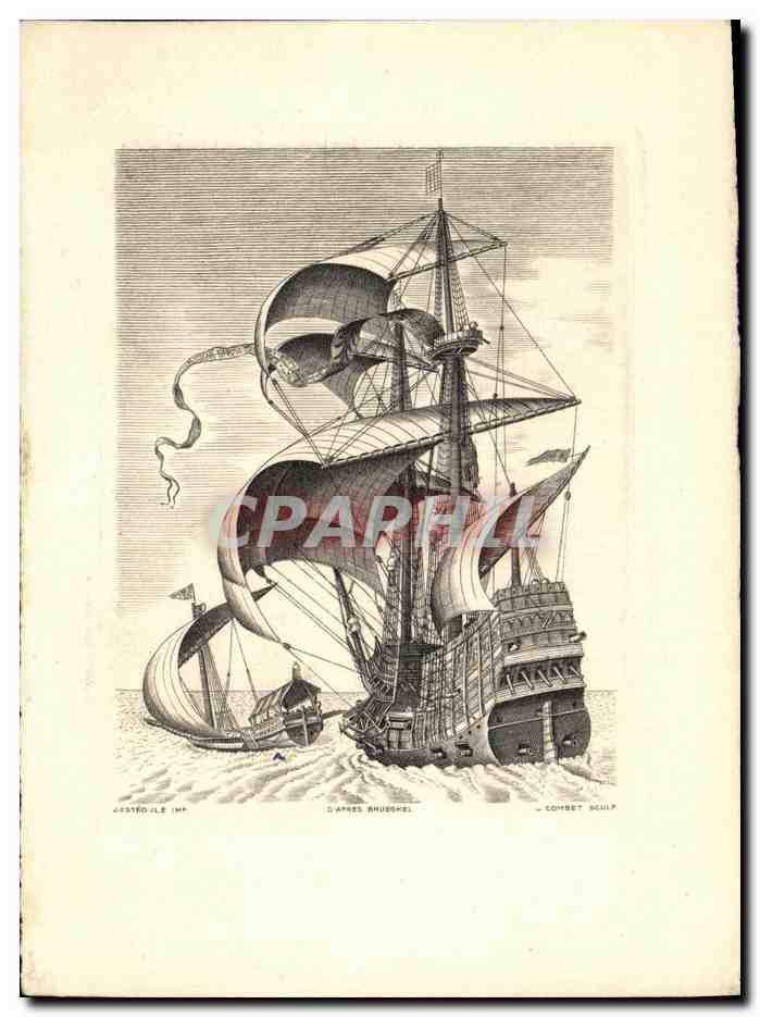 Combat naval — gravure d'après Rhusekel — J. Cestrolé imp. et C. Combet sculp.