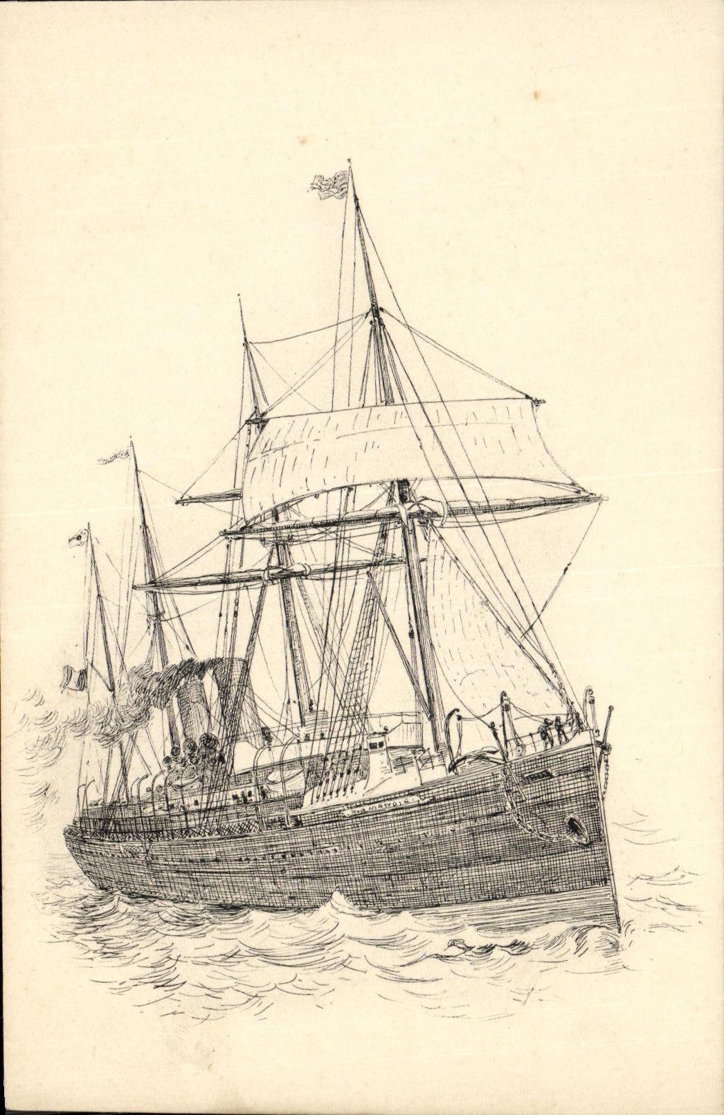 CPA Bateau Guerre Voilier