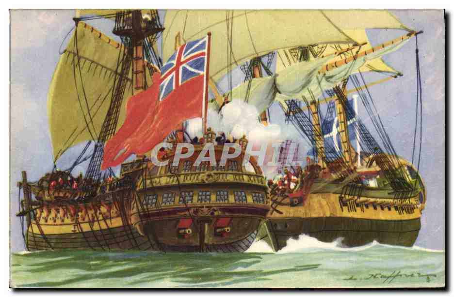 CPA Bateau Guerre A l abordage Voiliers Corsaires Haffner