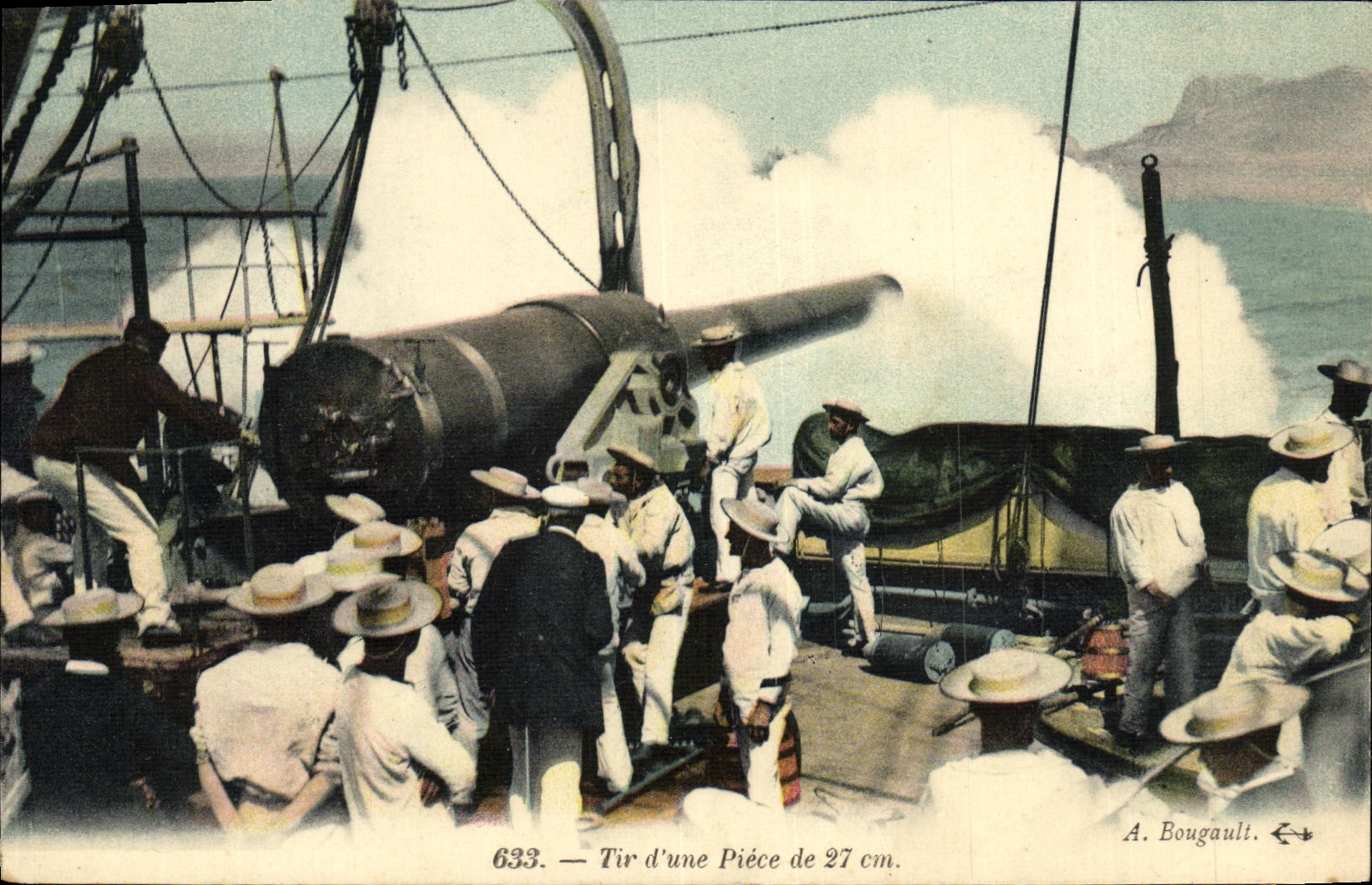 CPA Bateau Guerre Tir d une piece de 27 cm Canon