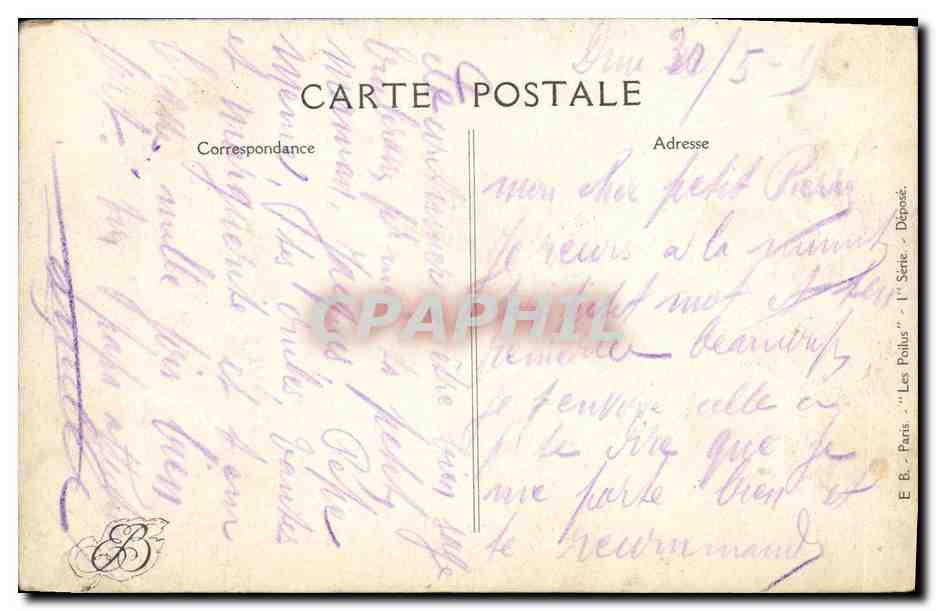 Deux marins pêchant un navire — Paul Dufleurs — 1914 — Verso