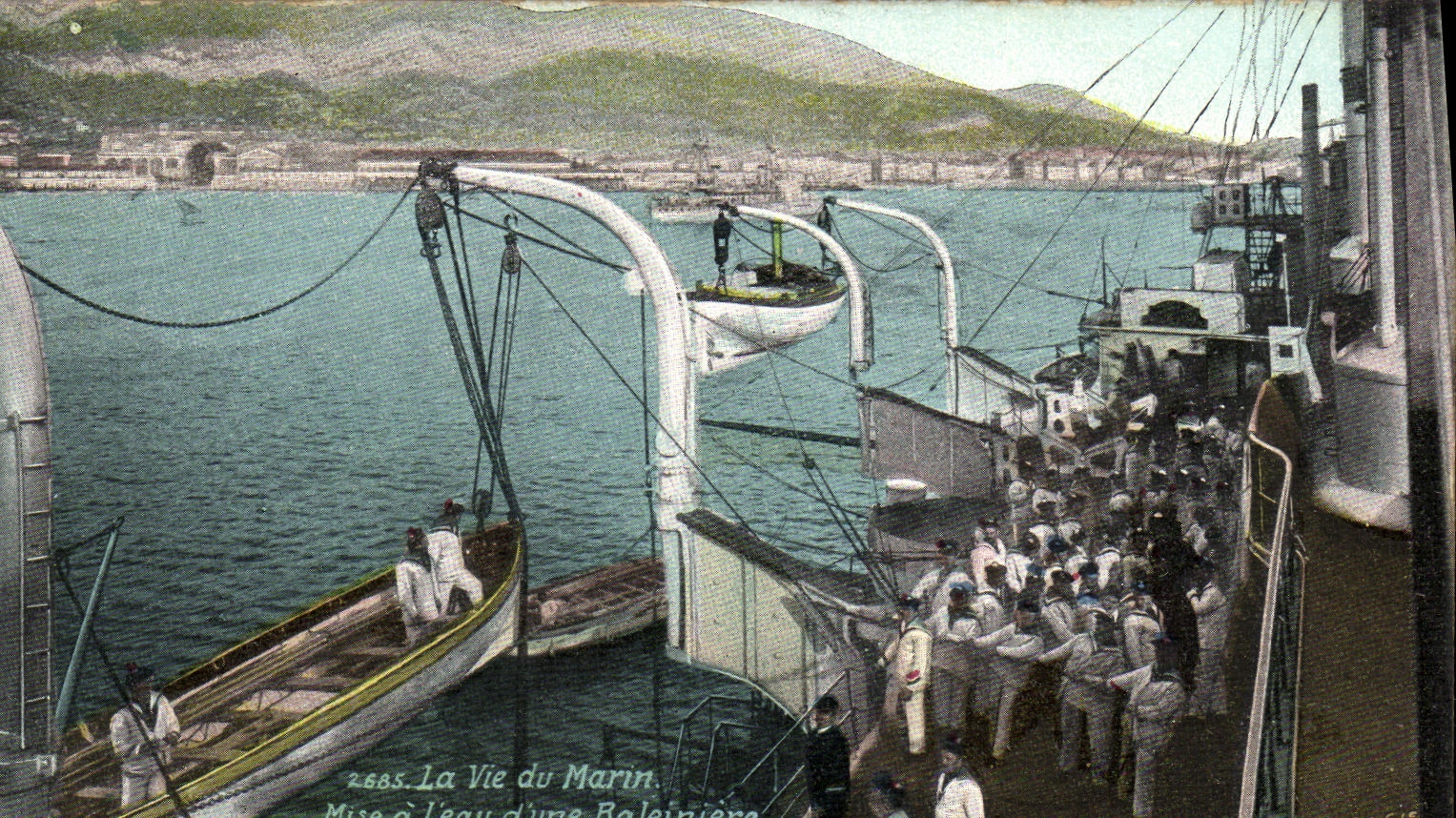 Mise à l'eau d'une Baleinière — La Vie du Marin — Éditeur Vaudy, n°2685