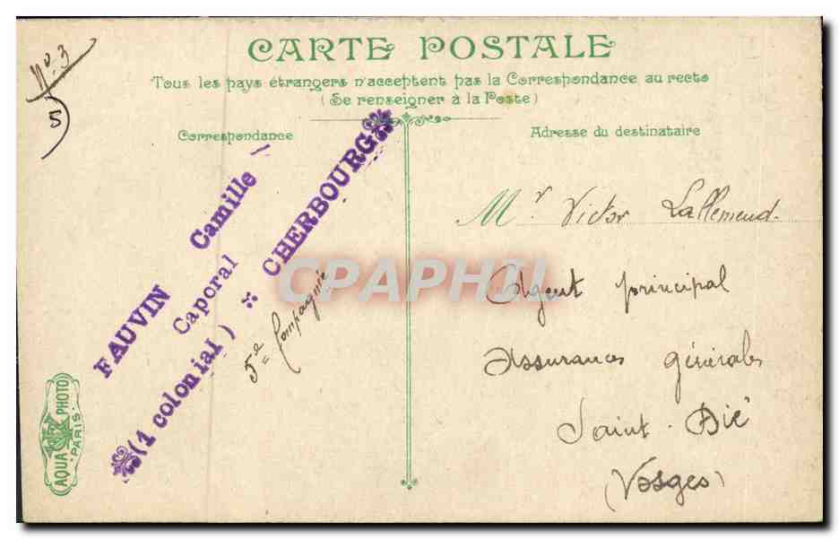 Manœuvres d'un canon de 47"/m — La Vie du Marin — Éditeur L.V. & Cie, n° 2717 — Rückseite